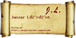 Janzer Lóránt névjegykártya